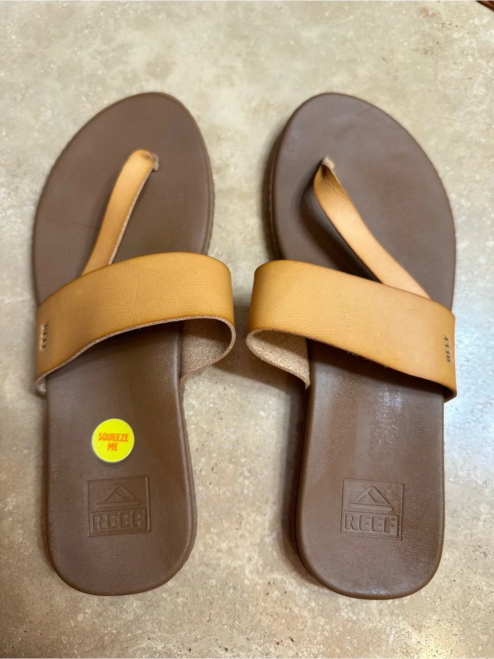 Reef Brown Footbed Slide Sandals with Tan Straps - Picture 3 of 6